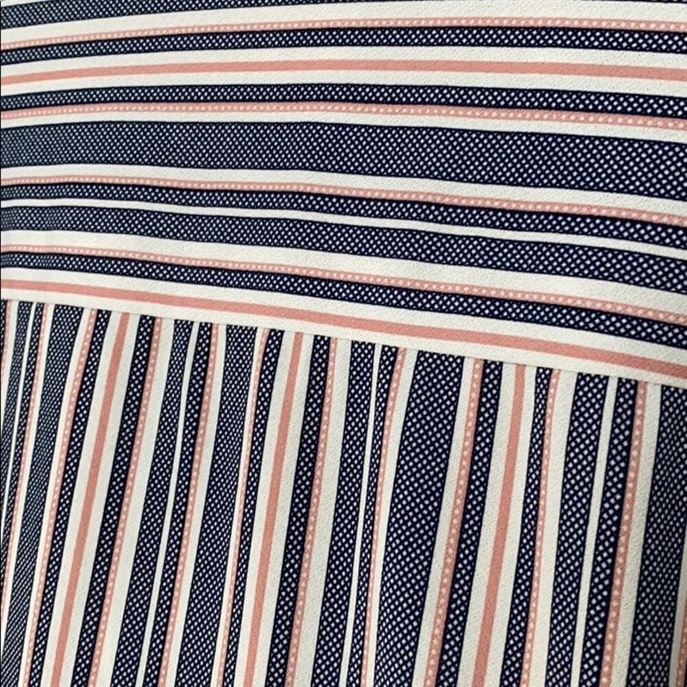 Faith & Joy Pink & Navy Front Tie Short Sleeve Top - Picture 6 of 9